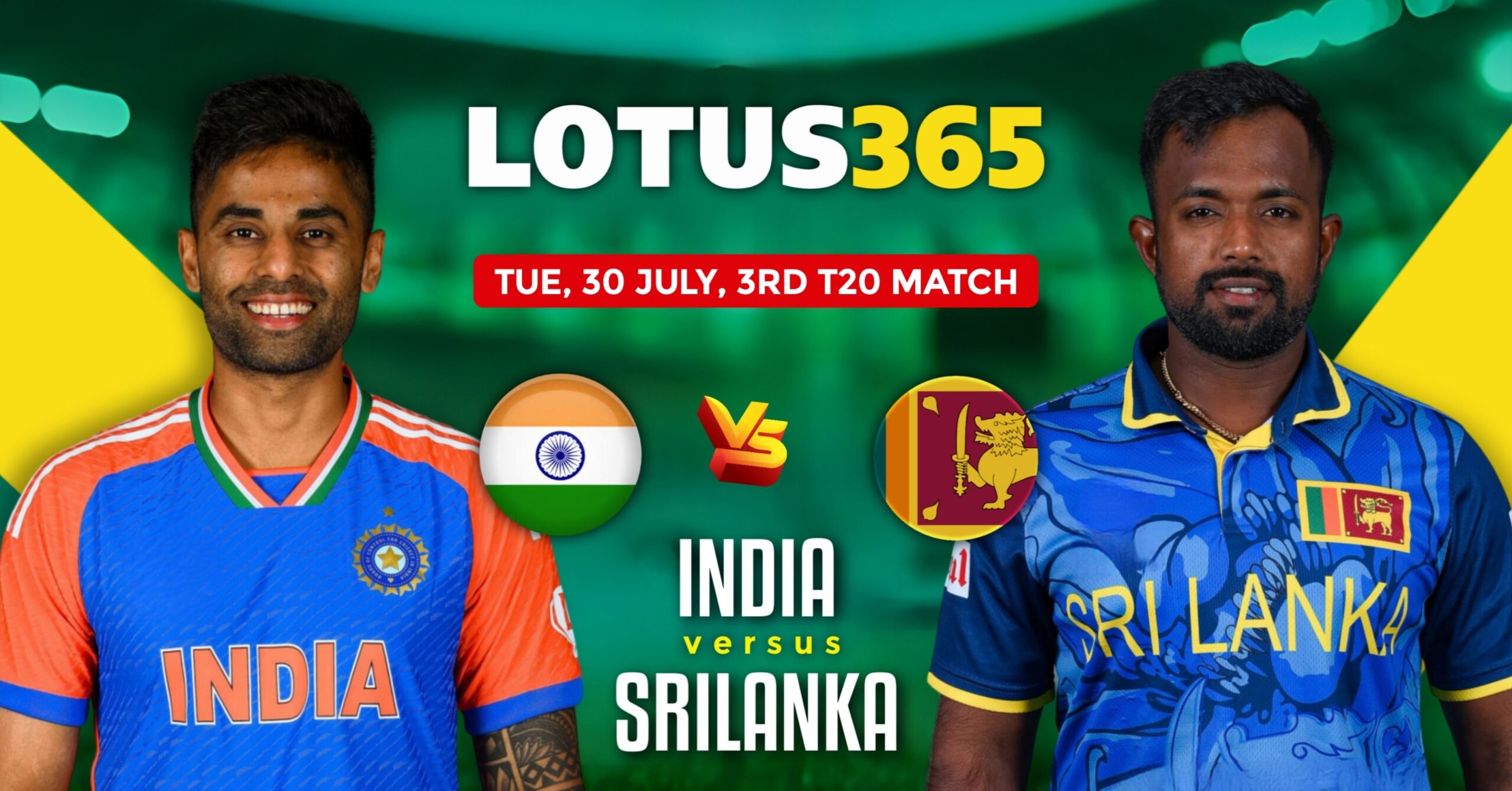 Exciting T20 Clash: INDIA VS SRI LANKA FOR LOTTUS 365